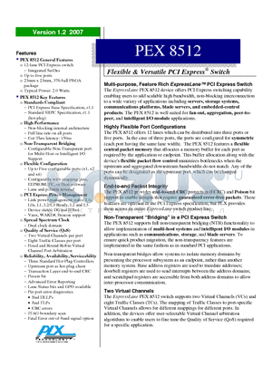 PEX8512RDK datasheet - Flexible & Versatile PCI Express^ Switch