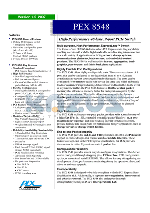 PEX8548-AARDK datasheet - High-Performance 48-lane, 9-port PCIe Switch