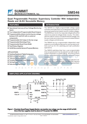 SMS46 datasheet - Quad Programmable Precision Supervisory Controller With Independent Resets and 4k-Bit Nonvolatile Memory