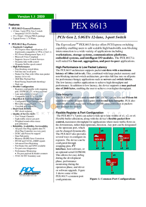 PEX8613-BA50BC datasheet - PCIe Gen 2, 5.0GT/s 12-lane, 3-port Switch