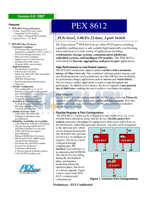 PEX8612 datasheet - PCIe Gen2, 5.0GT/s 12-lane, 3-port Switch