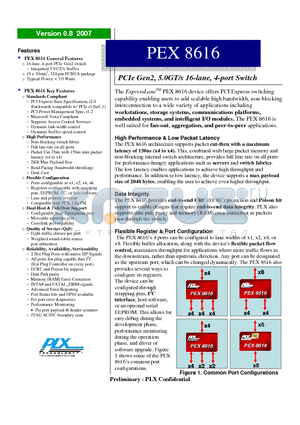 PEX8616-AA50BCG datasheet - PCIe Gen2, 5.0GT/s 16-lane, 4-port Switch