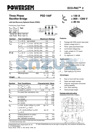 PSD150F datasheet - Three Phase Three Phase