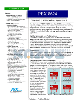 PEX8624 datasheet - PCIe Gen2, 5.0GT/s 24-lane, 6-port Switch