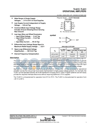 TL321C datasheet - OPERATIONAL AMPLIFIERS