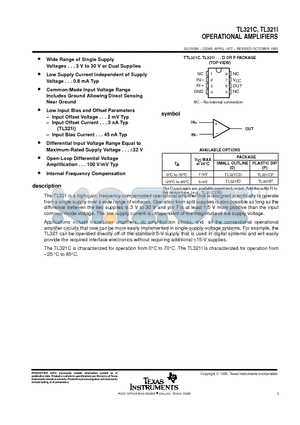 TL321CD datasheet - OPERATIONAL AMPLIFIERS