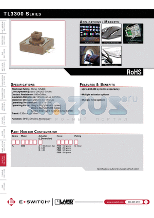 TL3300 datasheet - TACT SWITCHES