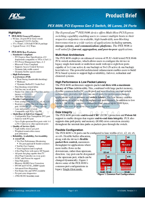 PEX8696-16U8DBBRDK datasheet - PCI Express Gen 2 Switch, 96 Lanes, 24 Ports