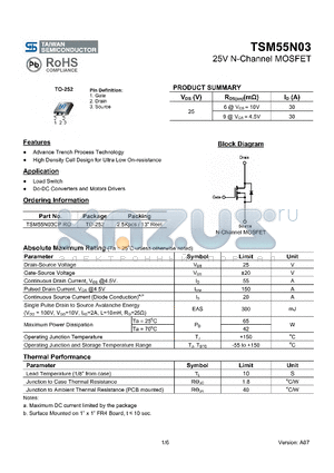 TSM55N03CPRO datasheet - 25V N-Channel MOSFET