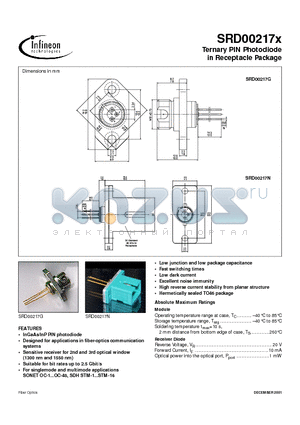 SRD00217 datasheet - Ternary PIN Photodiode in Receptacle Package