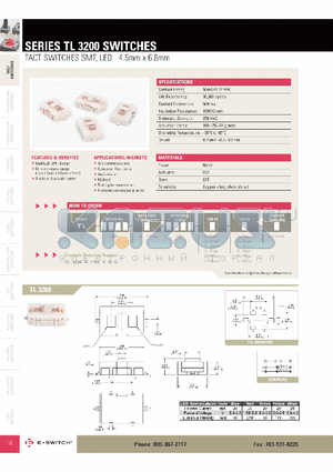 TL3200AF160GGQ datasheet - TACT SWITCHES SMT, LED - 4.5mm x 6.8mm