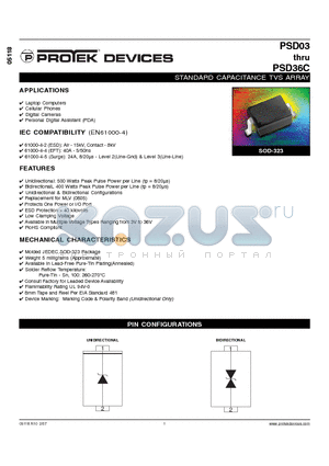PSD24-LF-T7 datasheet - STANDARD CAPACITANCE TVS ARRAY