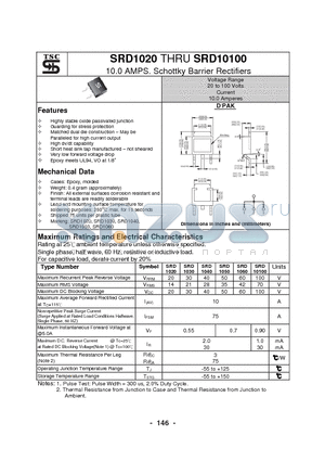 SRD1040 datasheet - 10.0 AMPS. Schottky Barrier Rectifiers