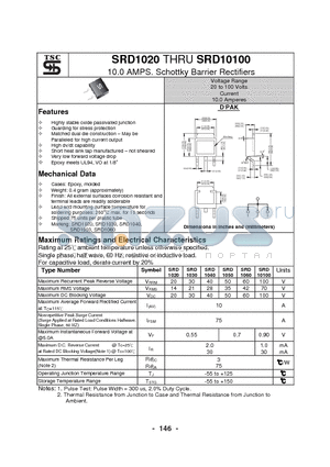 SRD10100 datasheet - 10.0 AMPS. Schottky Barrier Rectifiers