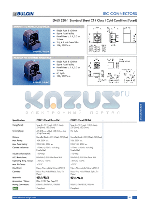 PF0011/10/28 datasheet - EN60 320-1 Standard Sheet C14 Class I Cold Condition (Fused)