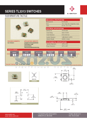 TL3313AF250QG datasheet - SUB-MINIATURE TACTILE