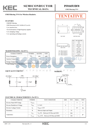 PF0165UDF8 datasheet - EMI Filtering TVS