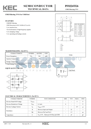 PF0224TE6 datasheet - EMI Filtering TVS For USB Port