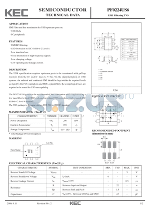 PF0224US6 datasheet - EMI Filtering TVS