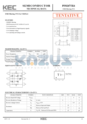 PF0247TE6 datasheet - EMI Filtering TVS