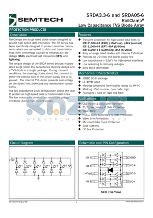 SRDA05-6 datasheet - RailClamp^ Low Capacitance TVS Diode Array
