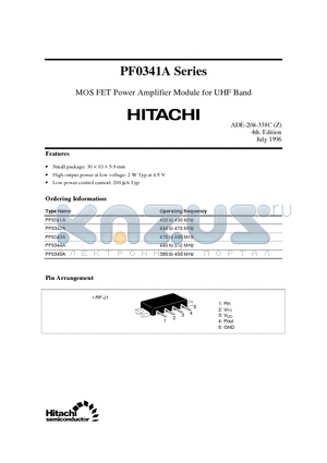 PF0343A datasheet - MOS FET Power Amplifier Module for UHF Band