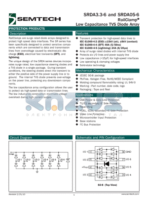 SRDA3.3-6.TBT datasheet - Low Capacitance TVS Diode Array