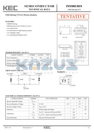 PF0380UDF8 datasheet - EMI Filtering TVS