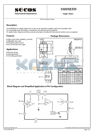 SMSNE555 datasheet - Single Timer