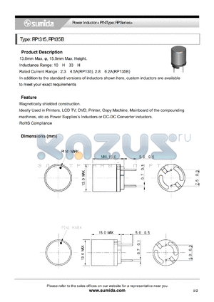 RP1315BNP-220M datasheet - Power Inductor< PIN Type: RP Series>