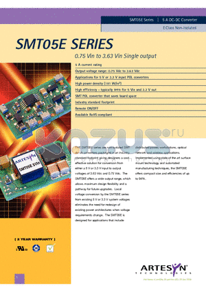 SMT05E-05W3V3J datasheet - 0.75 Vin to 3.63 Vin Single output