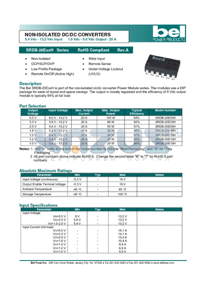 SRDB-20E15H datasheet - NON-ISOLATED DC/DC CONVERTERS