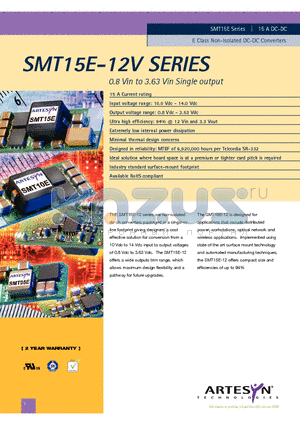 SMT15E-12W3V3J datasheet - 0.8 Vin to 3.63 Vin Single output