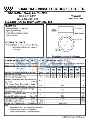 RC15S04G datasheet - SILICON GPP CELL RECTIFIER