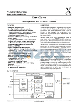 X5165S8-4.5A datasheet - CPU Supervisor with 16Kbit SPI EEPROM