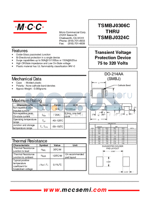 TSMBJ0324C datasheet - Transient Voltage Protection Device 75 to 320 Volts