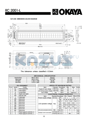 RC2001-L datasheet - OUTLINE DIMENISON & BLOCK DIAGRAM
