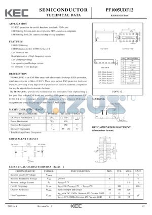 PF1005UDF12 datasheet - ESD/EMI Filter