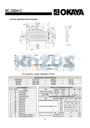 RC2004-C datasheet - OUTLINE DIMENISON & BLOCK DIAGRAM