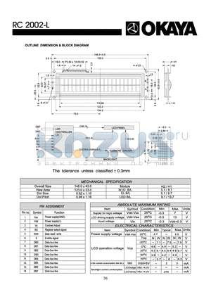 RC2002-L datasheet - OUTLINE DIMENISON & BLOCK DIAGRAM