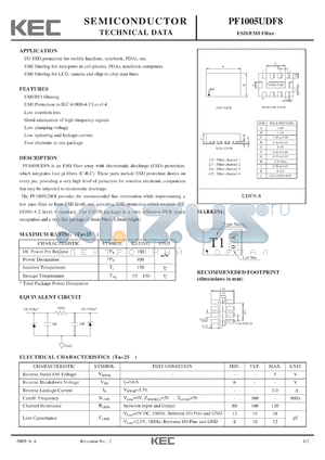 PF1005UDF8 datasheet - ESD/EMI Filter