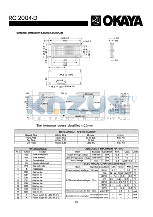 RC2004-D datasheet - OUTLINE DIMENISON & BLOCK DIAGRAM