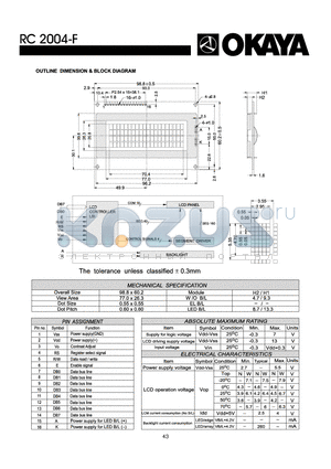 RC2004-F datasheet - OUTLINE DIMENISON & BLOCK DIAGRAM