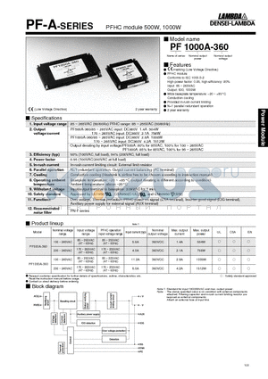 PF1000A datasheet - PFHC module 500W, 1000W