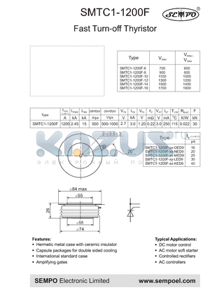 SMTC1-1200F-XX-KED9 datasheet - Fast Turn-off Thyristor