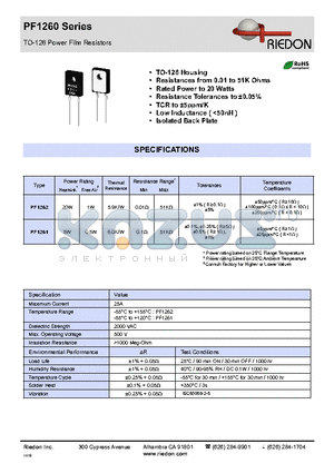 PF1260 datasheet - TO-126 Power Film Resistors