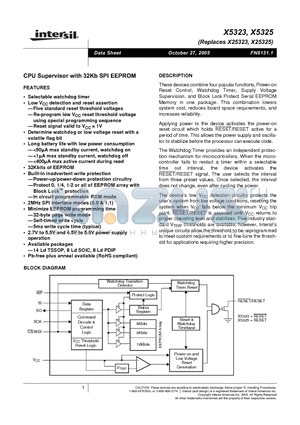 X5323PIZ datasheet - CPU Supervisor with 32Kb SPI EEPROM