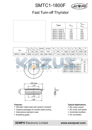 SMTC1-1800F-XX-NED11 datasheet - Fast Turn-off Thyristor