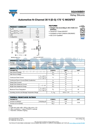 TSOP-6 datasheet - Automotive N-Channel 30 V (D-S) 175 `C MOSFET