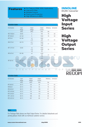 RP16.2E1X1 datasheet - High Voltage Input/Output Series